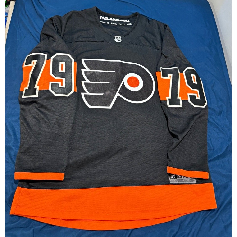 Fanatics NHL Philadelphia Flyers Carter Hart #79 Hockey Jersey Black Orange L